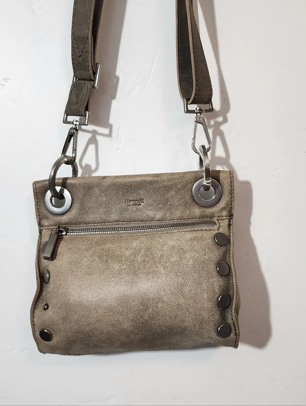 Hammitt Olive Green Suede Messenger Bag